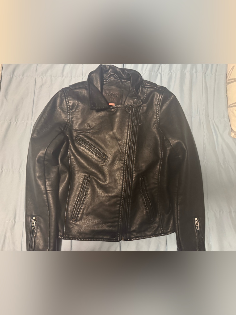 Blank NYC Kids Black Leather Bomber Jacket